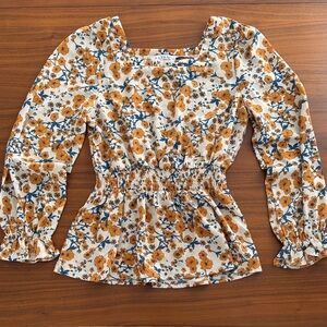 Hayden Las Angels Orange and Blue Floral Blouse